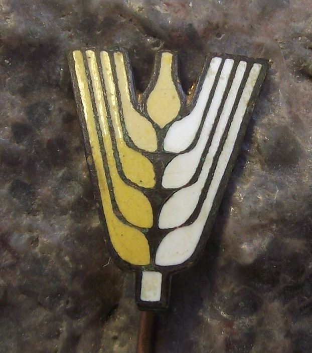 Antique Wheat Ear Grass Logo Motif Farming Farm Worker Agriculture Pin Badge - Badgecrazy