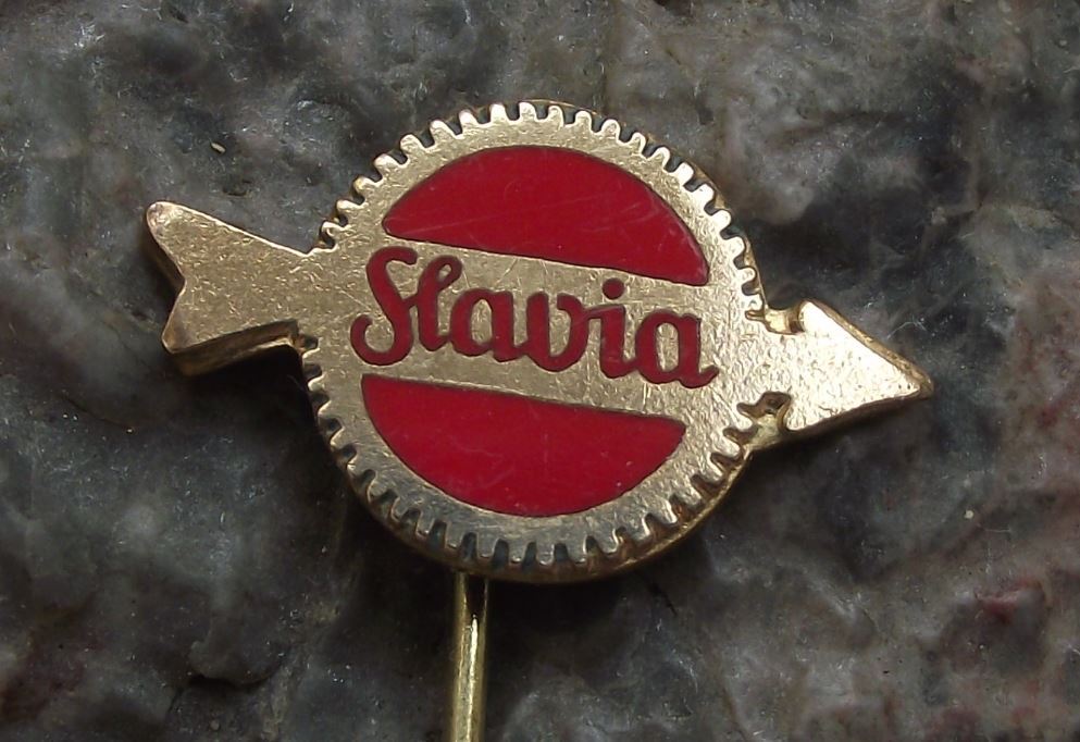 Antique Slavia Czechoslovakia Air Rifle Weapons Factory Arrow Logo Gun Pin Badge - Badgecrazy