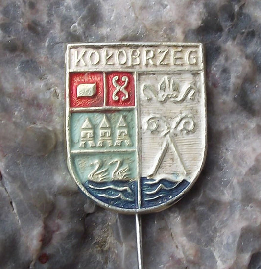 Vintage Kolobrzeg Polish City Poland Heraldic Crest Coat of Arms Pin Badge - Badgecrazy