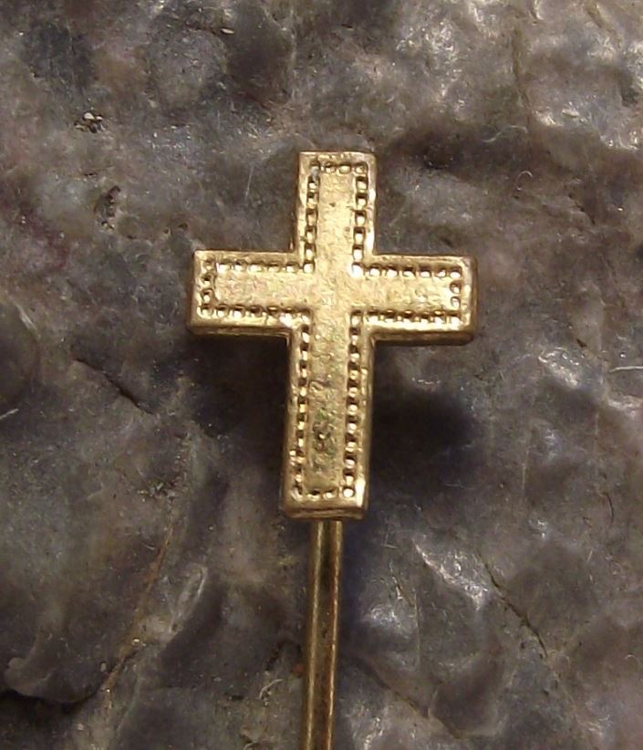 Antique Studded Holy Cross Jesus Christ Crucifiction Symbol Religious Pin Badge - Badgecrazy