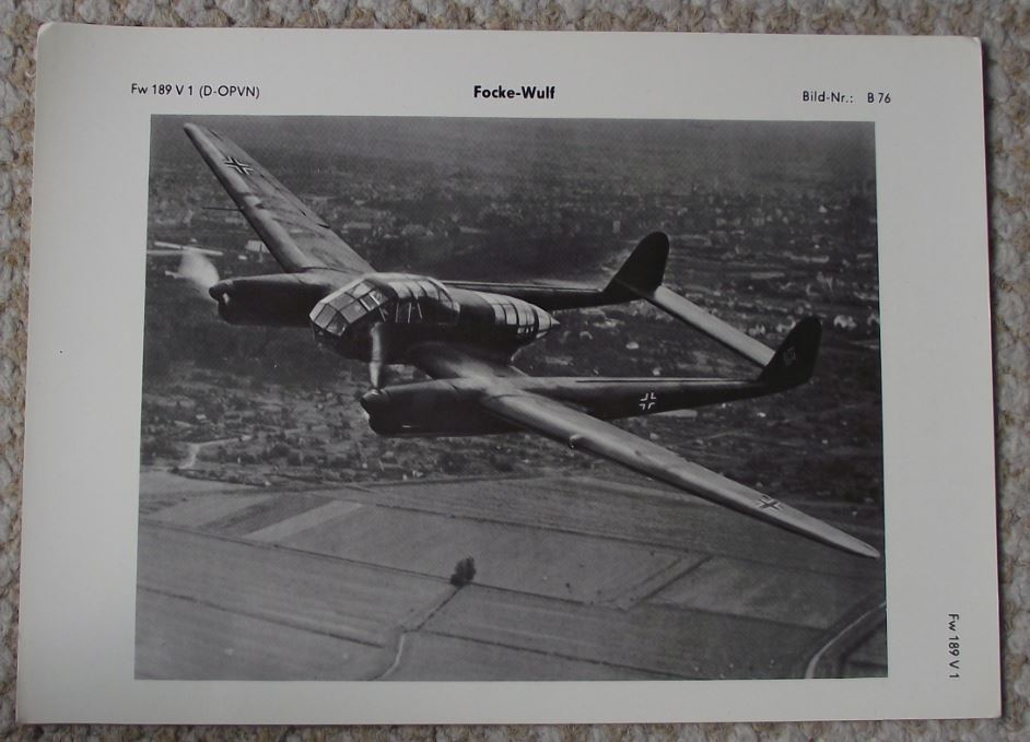 1974 Focke Wulf Fw 189 WW2 Twin Boom Reconnaissance Aircraft Photographic Plate - Badgecrazy