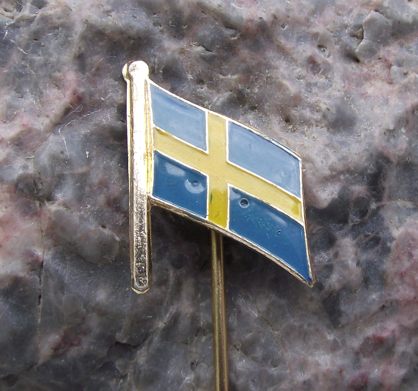 Antique Swedish National Day Flag of Sweden Yellow Scandinavian Cross Pin Badge - Badgecrazy