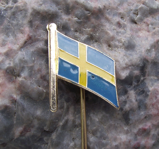 Antique Swedish National Day Flag of Sweden Yellow Scandinavian Cross Pin Badge - Badgecrazy