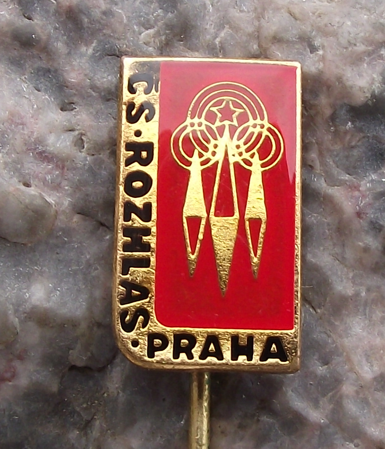 Vintage Czech State Broadcasting Company Radio Prague Tower Pin Badge - Badgecrazy