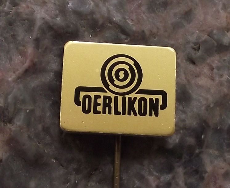 Oerlikon Electronics Swiss Engineering Technology Company Text Logo Pin Badge - Badgecrazy