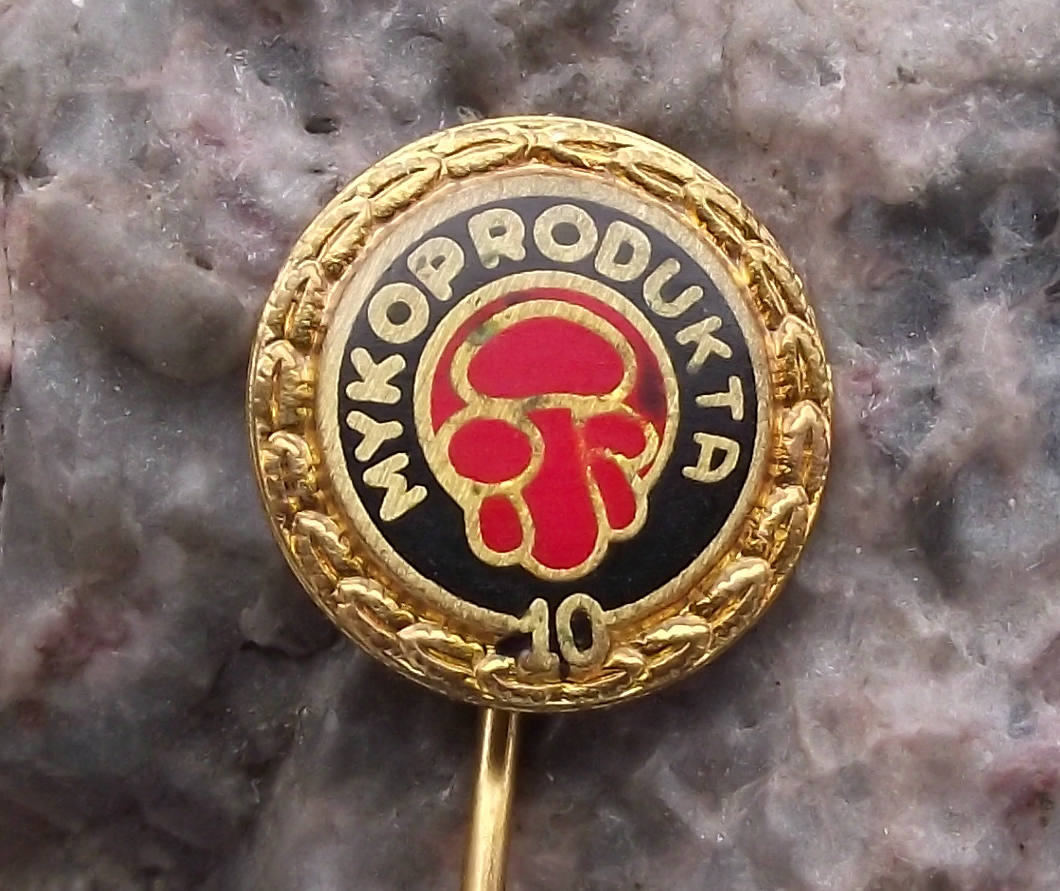 Vintage Button Edible Mushrooms Fungus Mycologist 10th Anniversary Pin Badge - Badgecrazy