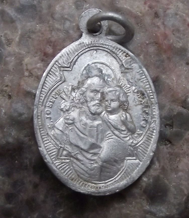 Antique Joseph Ora Pro Nobis Pray for Us Religious Necklace Bracelet Charm - Badgecrazy