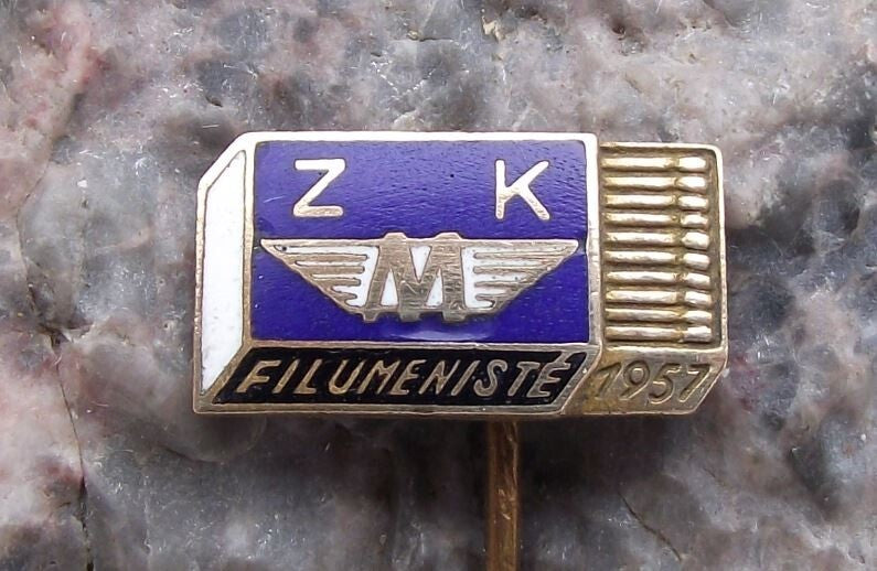 1957 ZK Winged M Logo Match Maker Matchbox Czech Phillumeny Society Pin Badge - Badgecrazy
