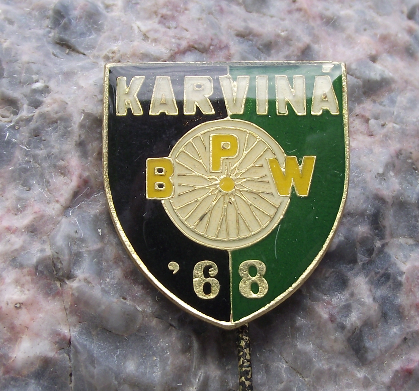1968 WBP International Bicycle Peace Race Karvina Cycle Wheel Shield Pin Badge - Badgecrazy