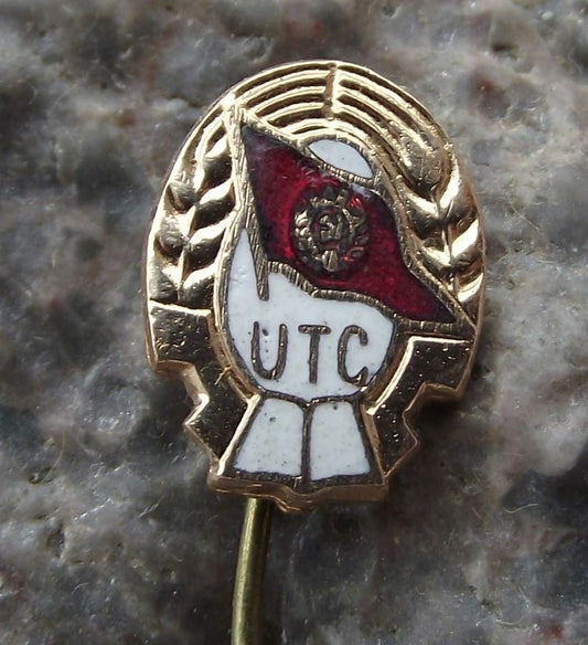 Vintage UTC UTM Union of Communist Youth Romania Young Communism Pin Badge - Badgecrazy