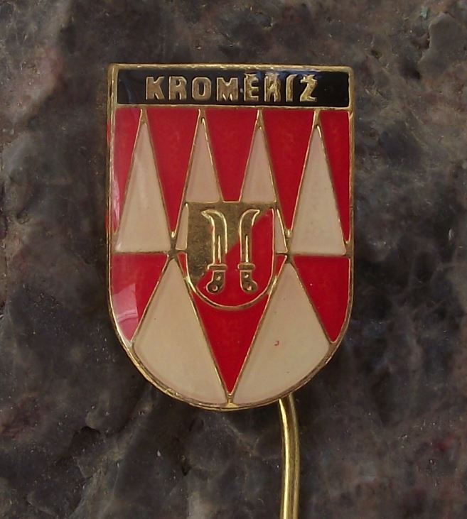 Vintage Kromeriz Kremsier Billhook City Crest Coat of Arms Heraldic Pin Badge - Badgecrazy