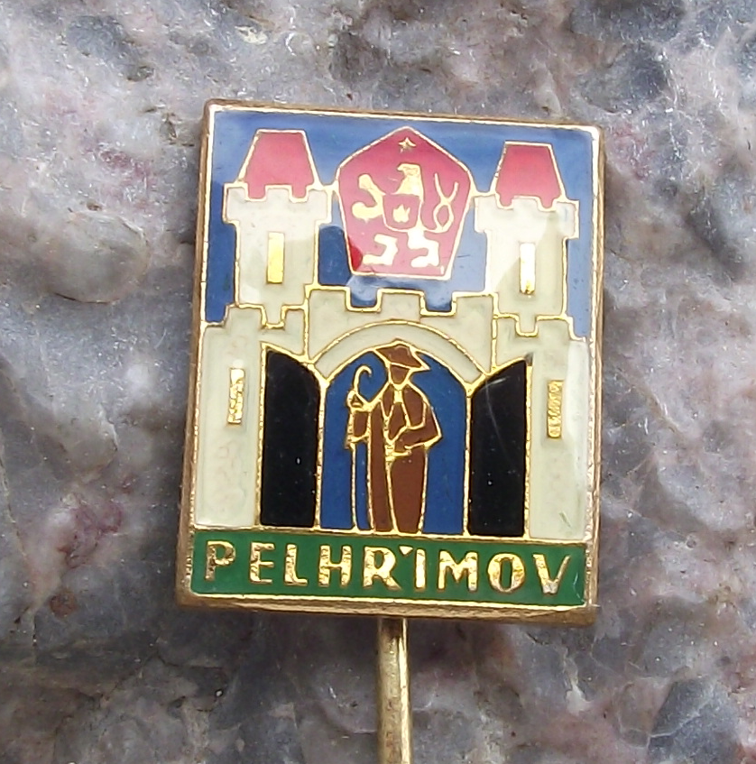 Vintage Pelhrimov Pilgrim Czech Pilgrimage Heraldic Crest Coat of Arms Pin Badge - Badgecrazy