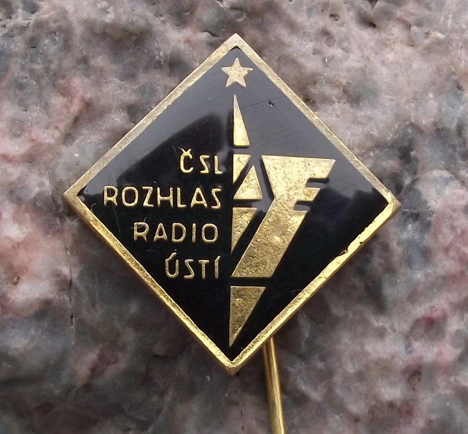 Vintage Radio Usti CSSR Czech State Broadcasting Transmitter Tower Pin Badge - Badgecrazy