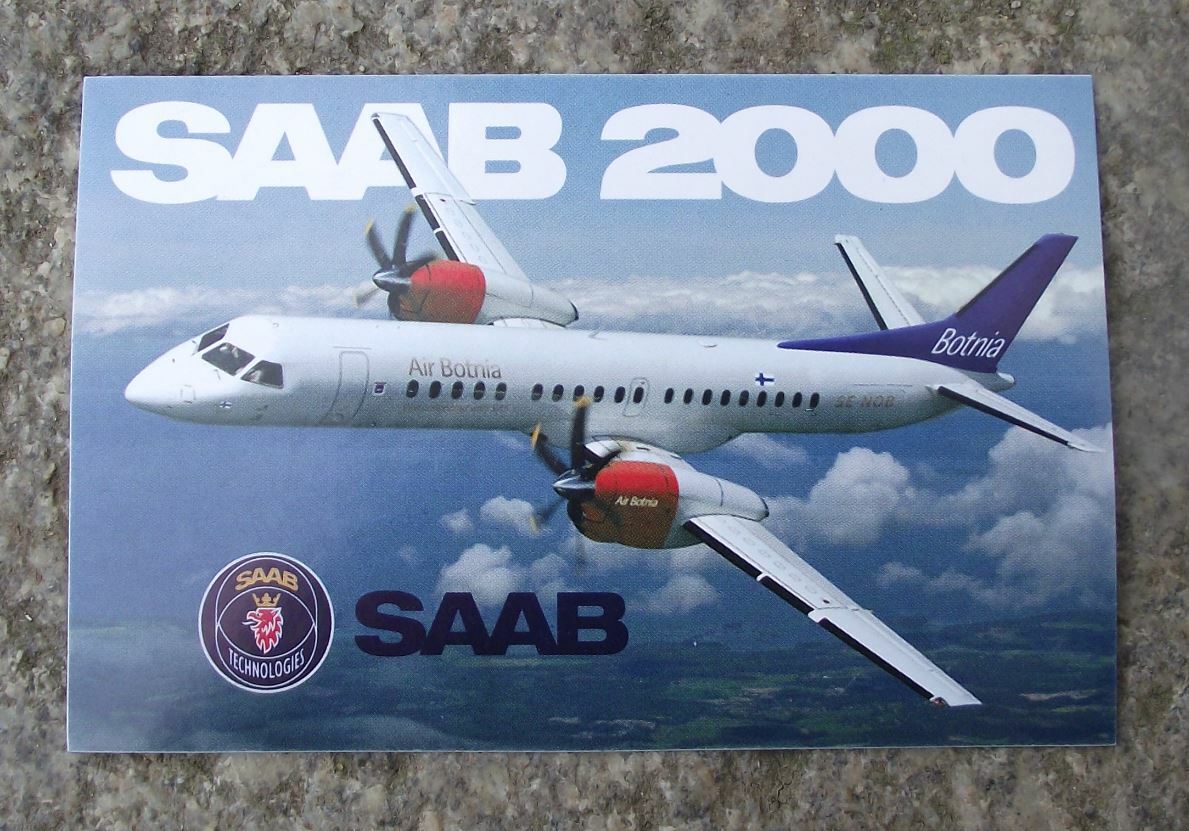 Vintage SAAB 2000 Twin Turboprop Passenger Aircraft Baggage Sticker Decal - Badgecrazy