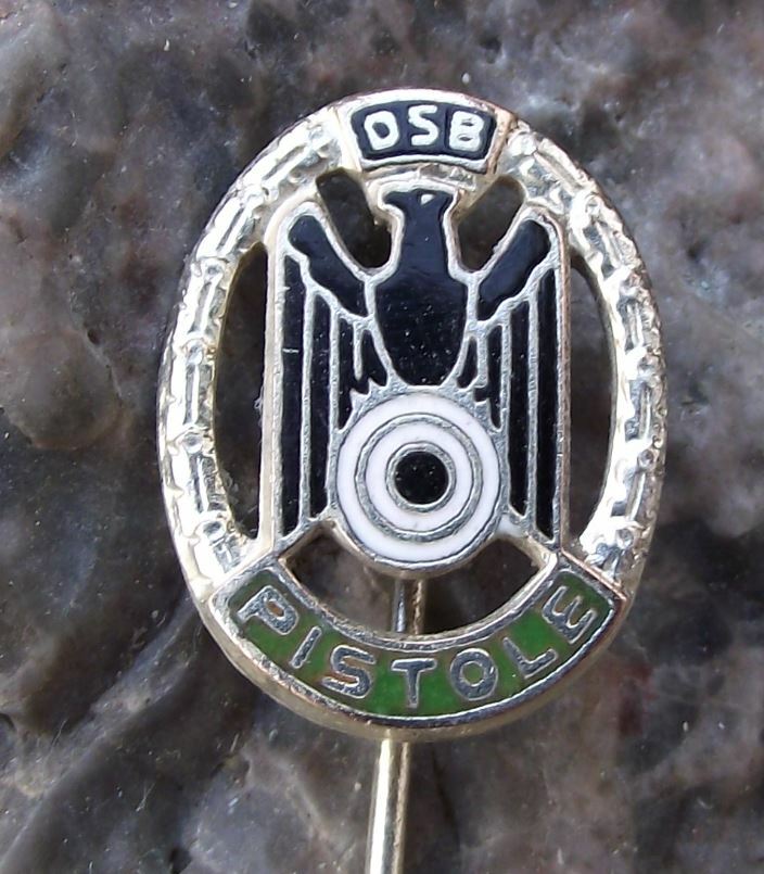 Vintage DSB Germany Gun Shooting Club Association Pistol Silver Award Pin Badge - Badgecrazy