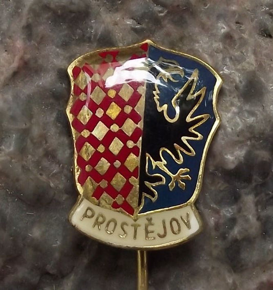 Prostejov Moravia Black Eagle Heraldic Crest Tourist Travel Shield Pin Badge - Badgecrazy