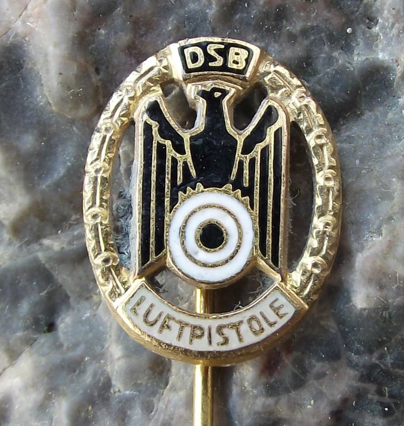Vintage German Gun Shooting Club Association Air Pistol Gold Award Pin Badge - Badgecrazy