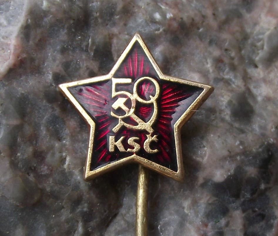 1971 Czechoslovakia Communist Party KSC 50th Anniversary Political Pin Badge - Badgecrazy