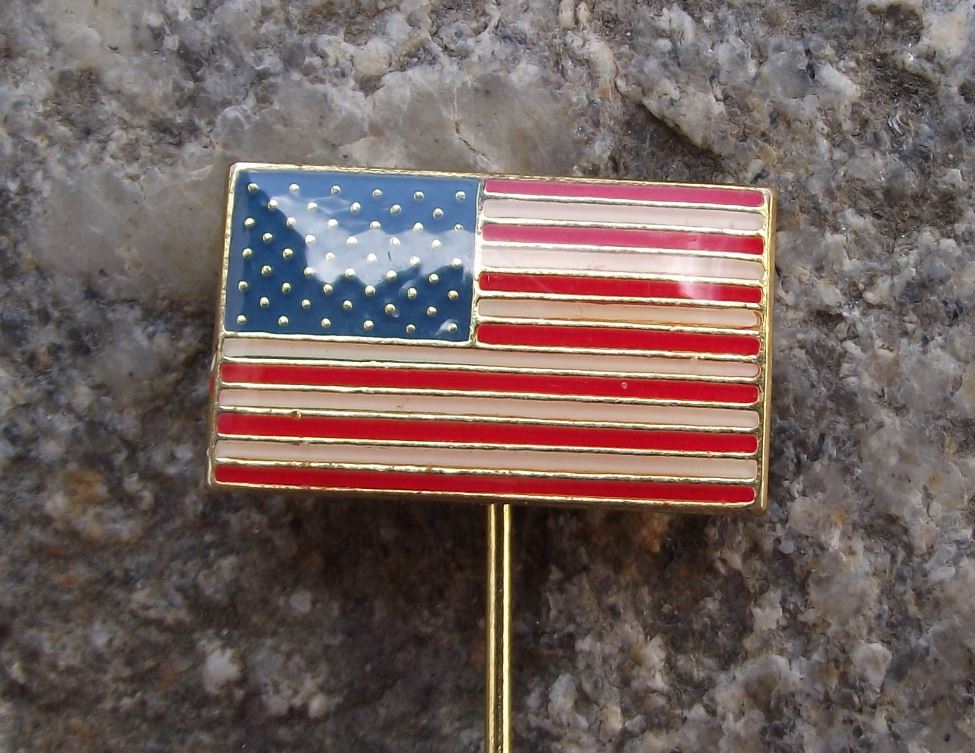 Antique USA United States of America Star and Stripes National Flag Pin Badge - Badgecrazy