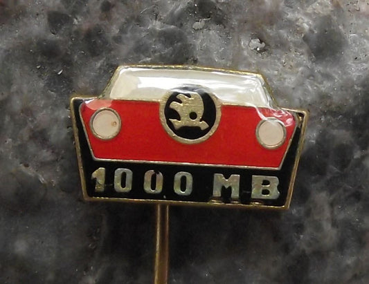 1960s Skoda Classic Cars 1000 MB Front View Headlights & Logo Antique Pin Badge - Badgecrazy