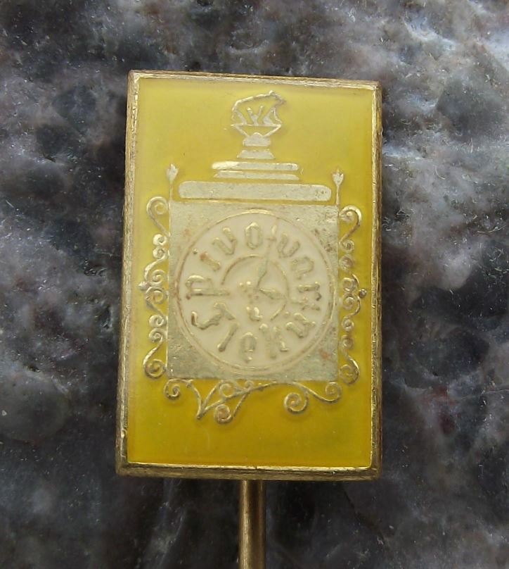 Vintage U Fleku Prague Micro Brewery Restaurant Tourist Pub Clock Logo Pin Badge - Badgecrazy