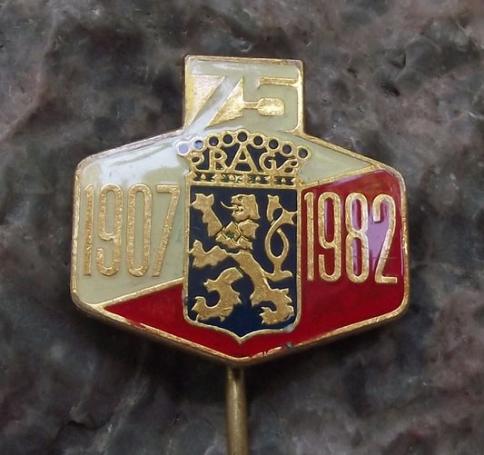 1982 Praga Czech Moravian Car Bus Truck Tank Company 75th Anniversary Pin Badge - Badgecrazy