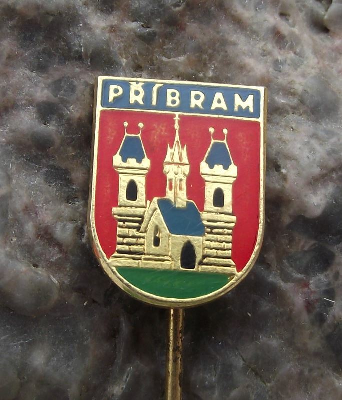 Antique Pribram Czechoslovakia Castle Official Heraldic Crest Shield Pin Badge - Badgecrazy