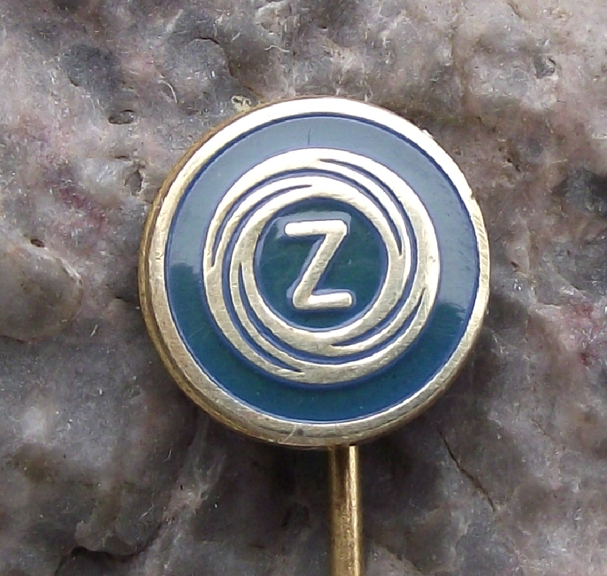 Vintage CZ Weapons Pistols Rifles Gun Factory Czechoslovakia Logo Blue Pin Badge - Badgecrazy