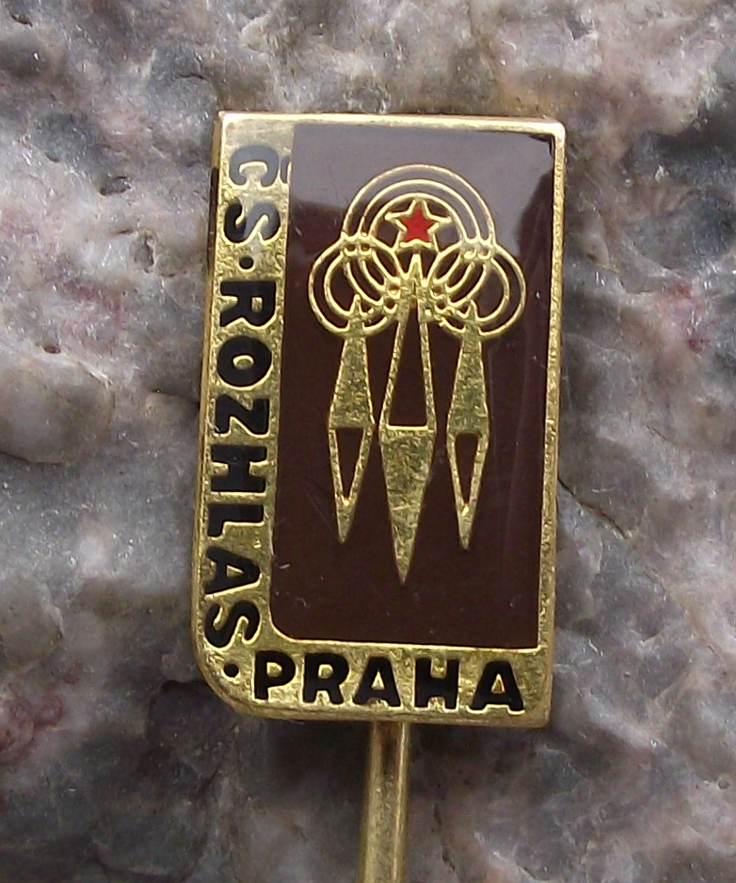 Vintage Czech State Broadcasting Company Radio Prague Tower Pin Badge - Badgecrazy