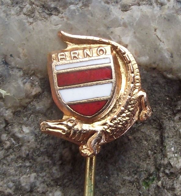 Brno Small Crocodile Alligator Dragon Red White Striped Heraldic Crest Pin Badge - Badgecrazy