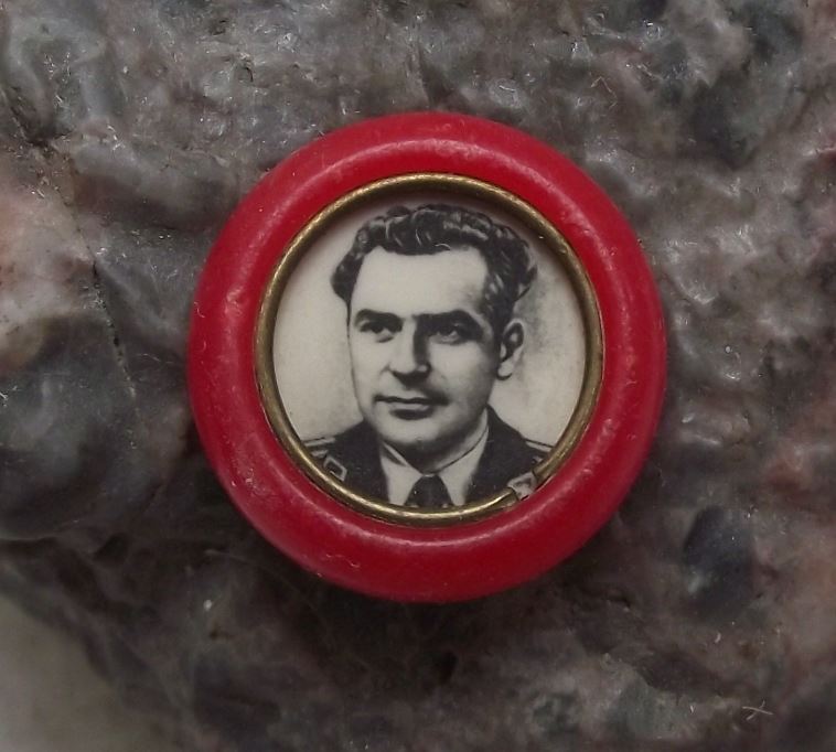 Antique Gherman Titov 2nd Man in Space Vostok Soviet Pilot Photograph Pin Badge - Badgecrazy