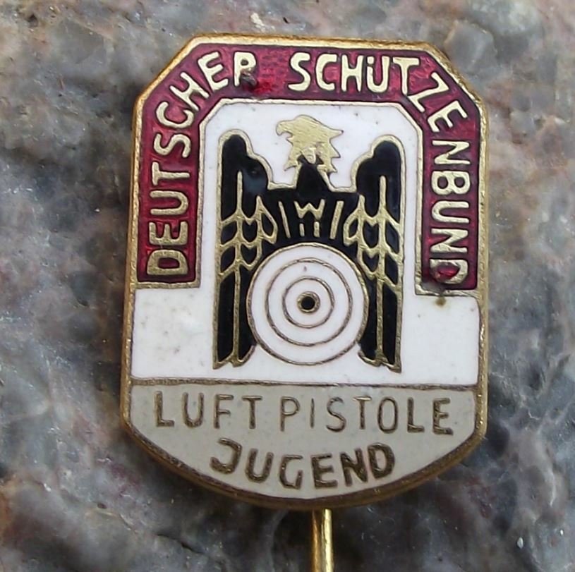 Vintage German NRA Gun Shooting Association Youth Air Pistol Eagle Pin Badge - Badgecrazy