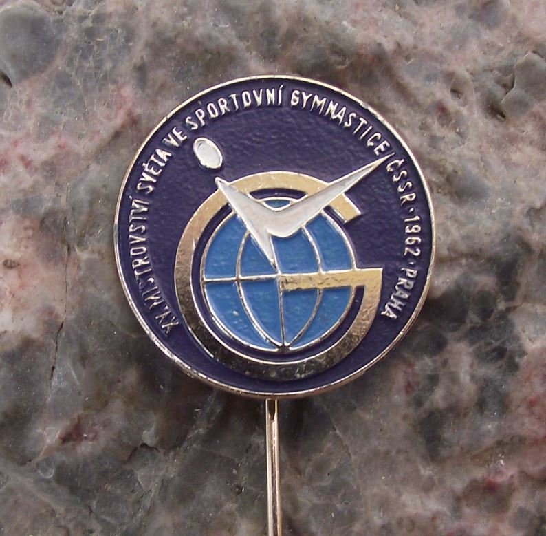 1962 Rare World Championships Sport Gymnastics Czechoslovakia Prague Pin Badge - Badgecrazy