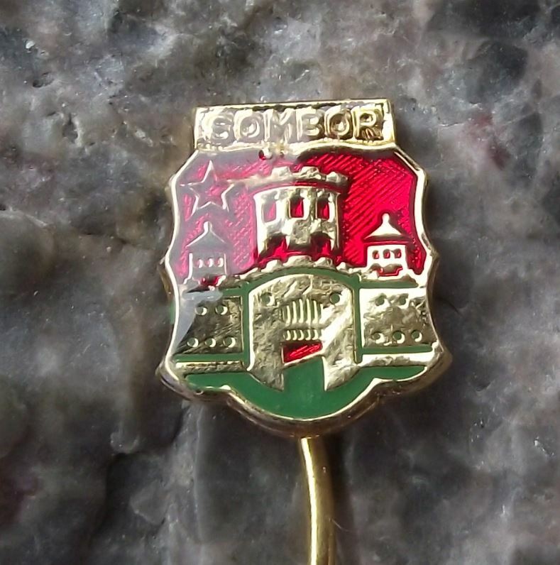 Vintage Sombor City Serbia Heraldic Coat of Arms Castle Crest Pin Badge - Badgecrazy