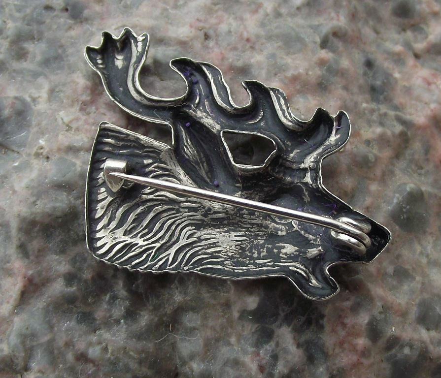 Antique Roaring Stag Deer Hunt Head Long Antler Horns Hunting Hunter Pin Badge - Badgecrazy