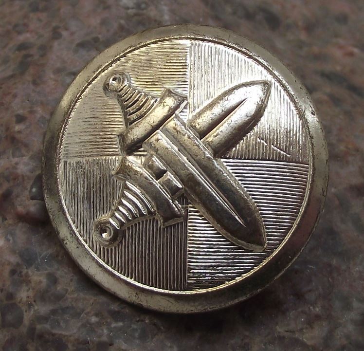 Czechoslovakia Army Military Silver Metal Crossed Sword Uniform Eye Button 2.7cm - Badgecrazy