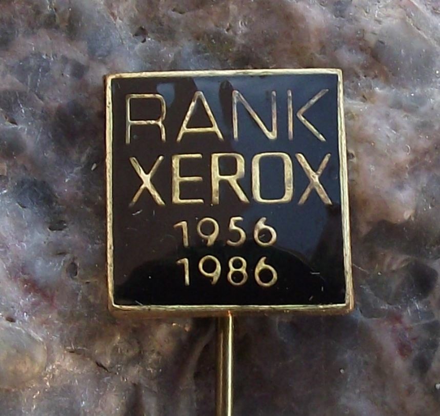 1986 Rank Xerox 30th Anniversary US UK Office Equipment Corporation Pin Badge - Badgecrazy