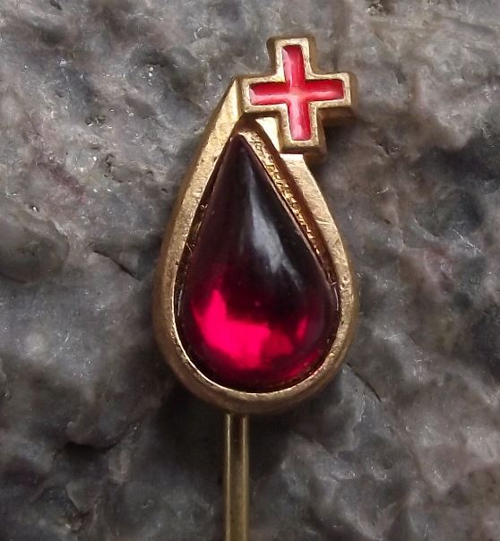Vintage Drop of Blood Red Cross Donor Czechoslovakia Vampire Style Pin Badge - Badgecrazy