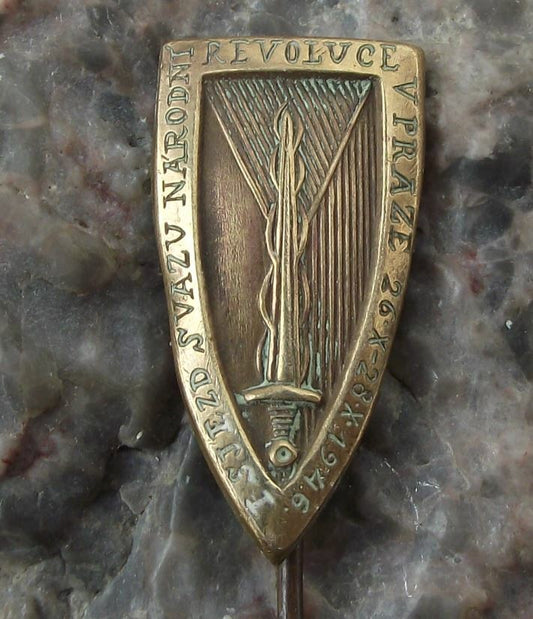 1946 Prague Uprising Czechoslovakia First 1st Conference Revolution Pin Badge