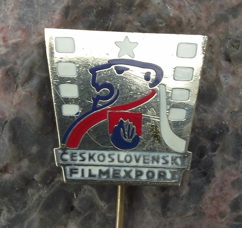 Antique Czechoslovakia Czech Film Export Company Lion White Star Pin Badge - Badgecrazy