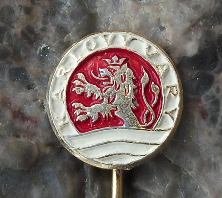 Vintage Karlovy Vary Karslbad Carlsbad Spa Heraldic Crest Coat of Arms Pin Badge - Badgecrazy