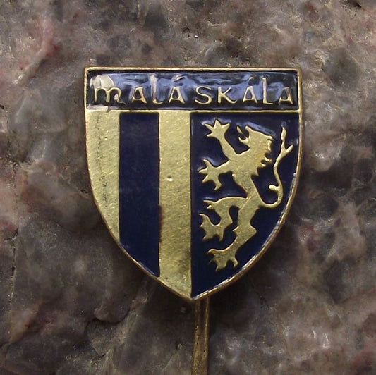 Mala Skala Village Rampant Lion Heraldic Crest Coat of Arms Tourist Pin Badge - Badgecrazy