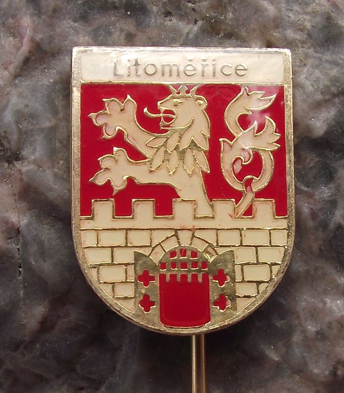 Litomerice Leitmeritz Coat of Arms Rampant Lion Heraldic Crest Shield Pin Badge - Badgecrazy