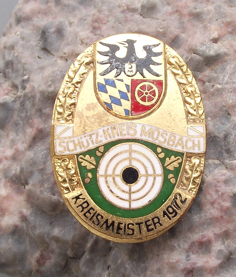 1972 Mosbach German Shooting Association Society District Champion Pin Badge - Badgecrazy