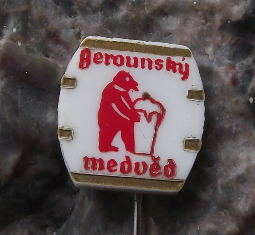 Vintage Berounsky Medved Czechoslovakia Brewery Beer Lager Beroun Bear Pin Badge - Badgecrazy