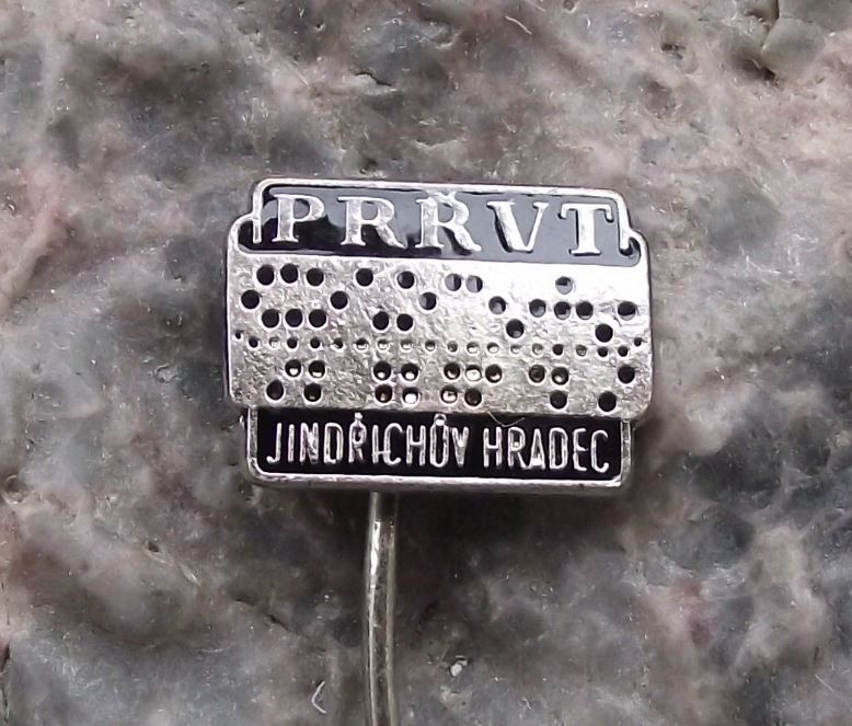 Antique Electronics Vintage Computer Jindrichuv Hradec Punch Card Pin Badge - Badgecrazy