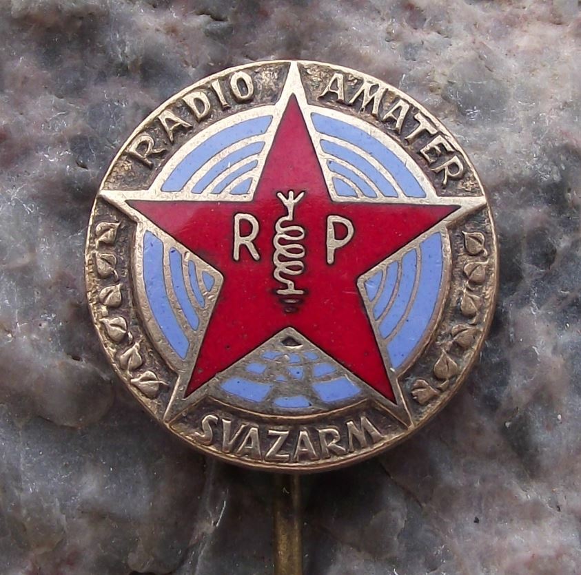 Vintage Army Radio Operator Czech Svazarm Reserve RP Level Military Pin Badge - Badgecrazy
