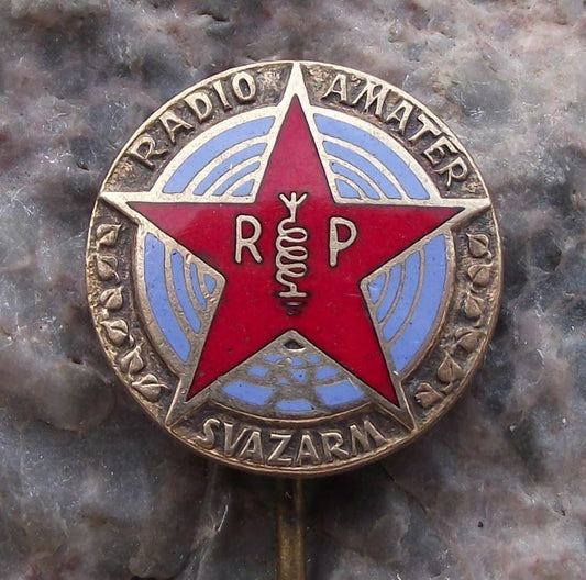 Vintage Army Radio Operator Czech Svazarm Reserve RP Level Military Pin Badge - Badgecrazy