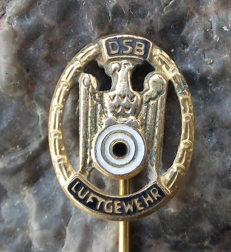Vintage Germany DSB Gun Shooting Club Association Air Rifle Gold Award Pin Badge - Badgecrazy