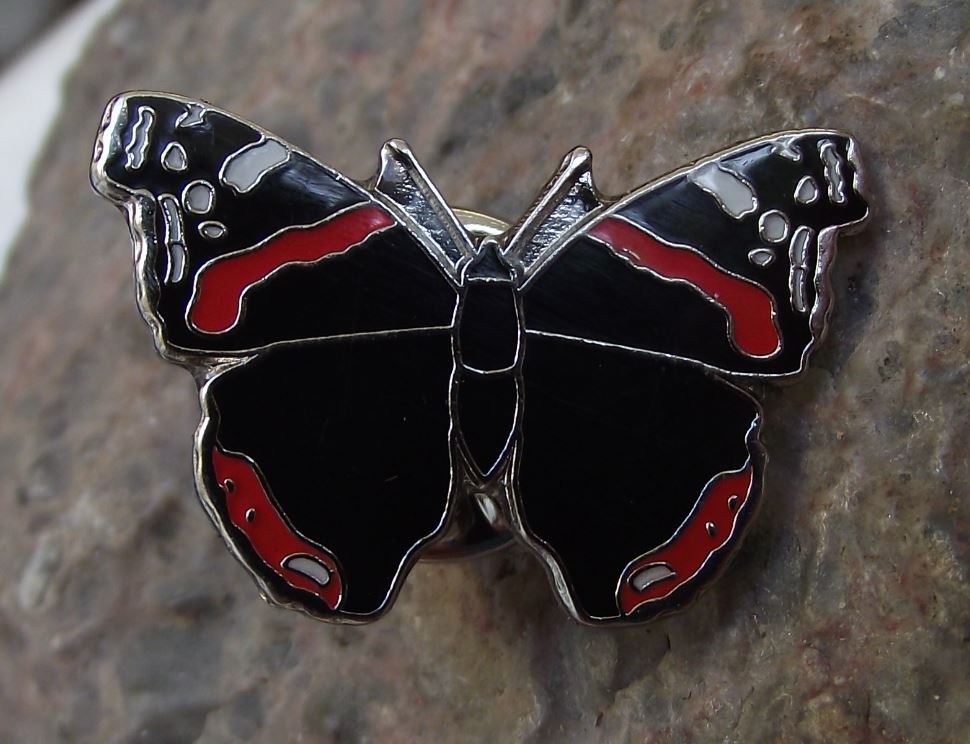 North American Red Admiral Butterfly Nymphalidae Insect Brooch Pin Badge - Badgecrazy